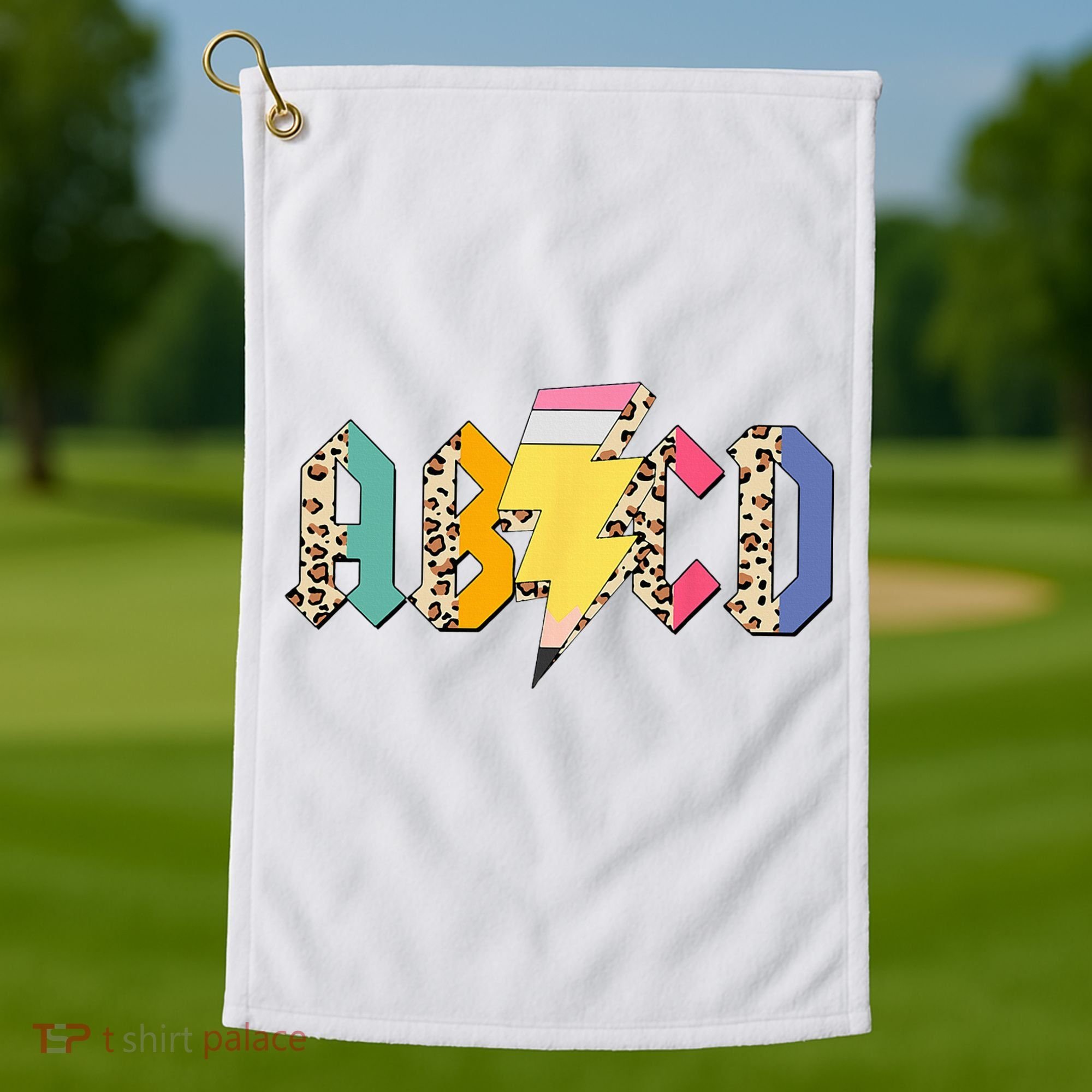 ABCD Pencil Lightning Bolt Back To School Teachers Golf Towel
