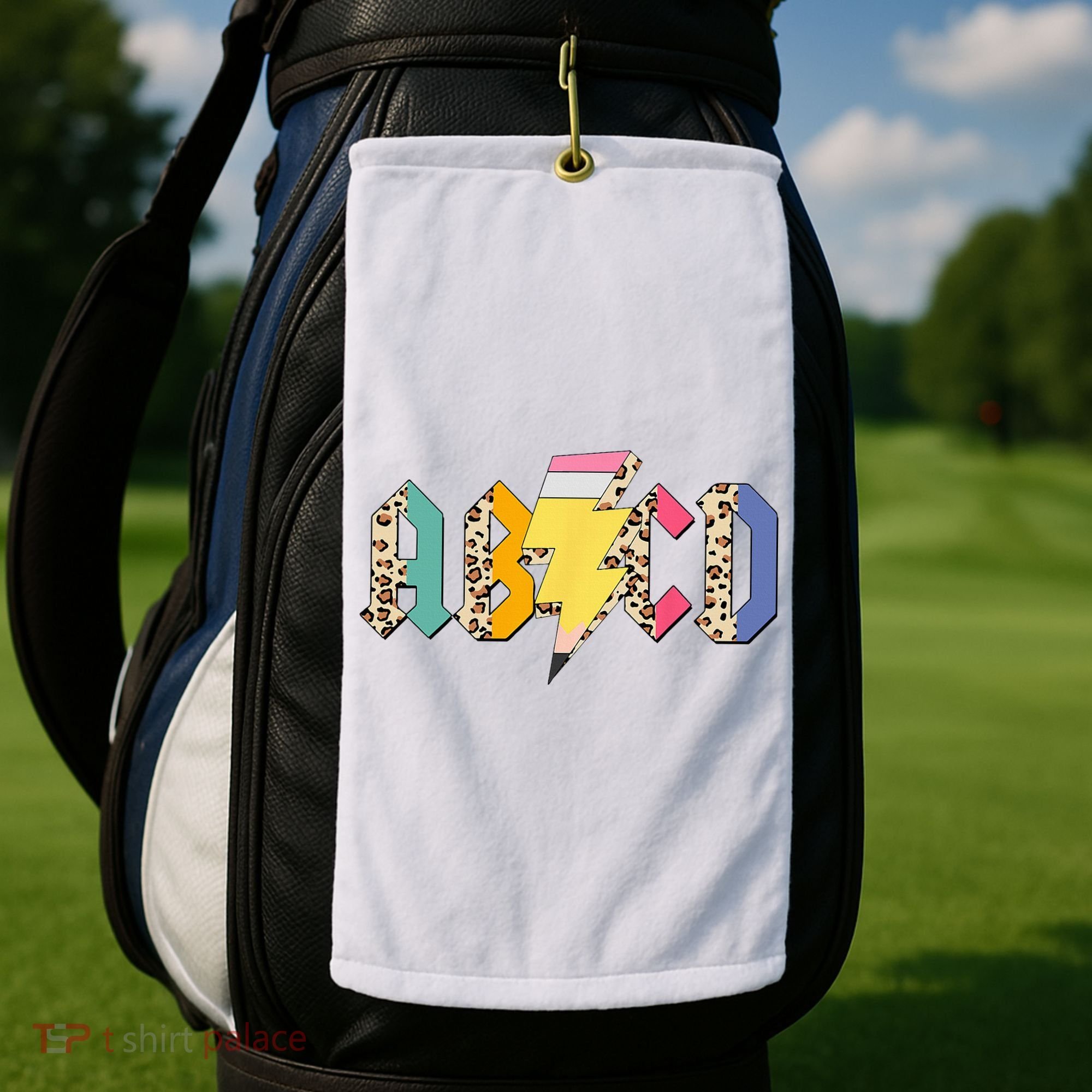 ABCD Pencil Lightning Bolt Back To School Teachers Golf Towel
