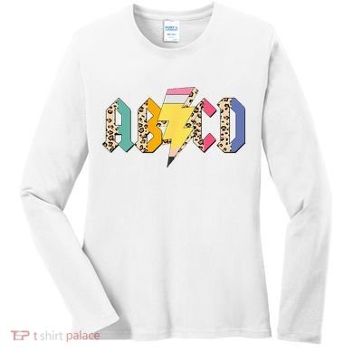 ABCD Pencil Lightning Bolt Back To School Teachers Women's Long Sleeve Shirt