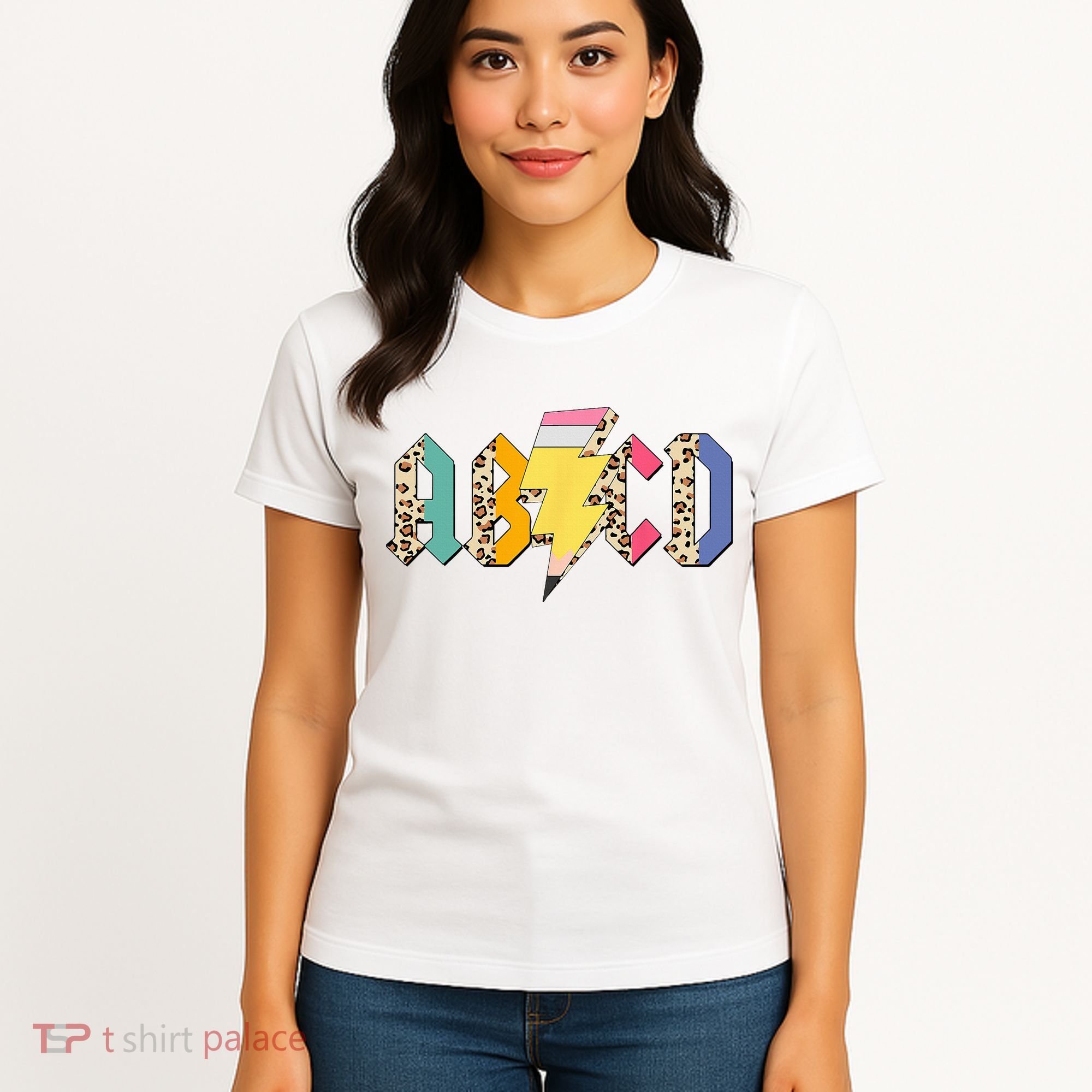 ABCD Pencil Lightning Bolt Back To School Teachers Women's T-Shirt