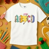 ABCD Pencil Lightning Bolt Back To School Teachers Kids T-Shirt thumb 3
