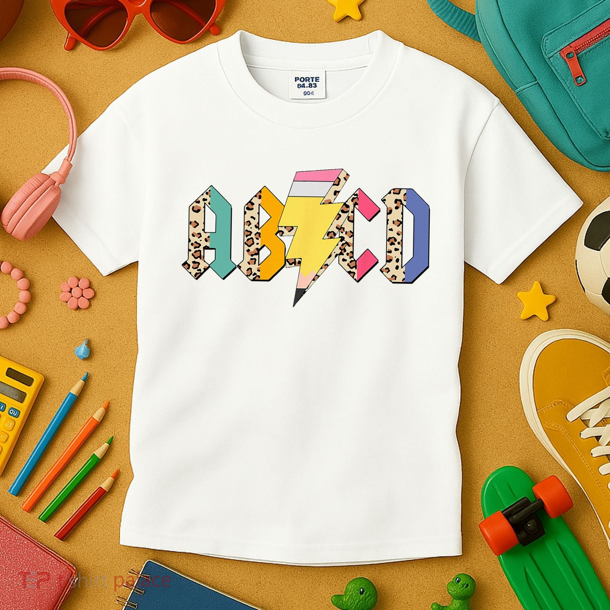 ABCD Pencil Lightning Bolt Back To School Teachers Kids T-Shirt