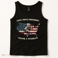 American Patriotic Love your Freedom Thank a Veteran  Tank Top thumb 2