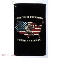 American Patriotic Love your Freedom Thank a Veteran  Golf Towel thumb 0