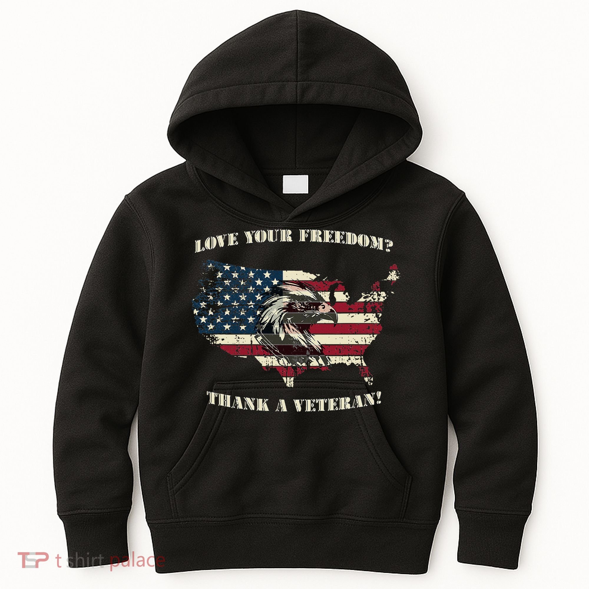 American Patriotic Love your Freedom Thank a Veteran  Kids Hoodie