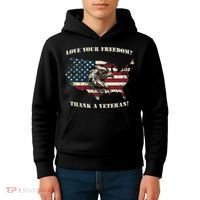 American Patriotic Love your Freedom Thank a Veteran  Kids Hoodie thumb 4