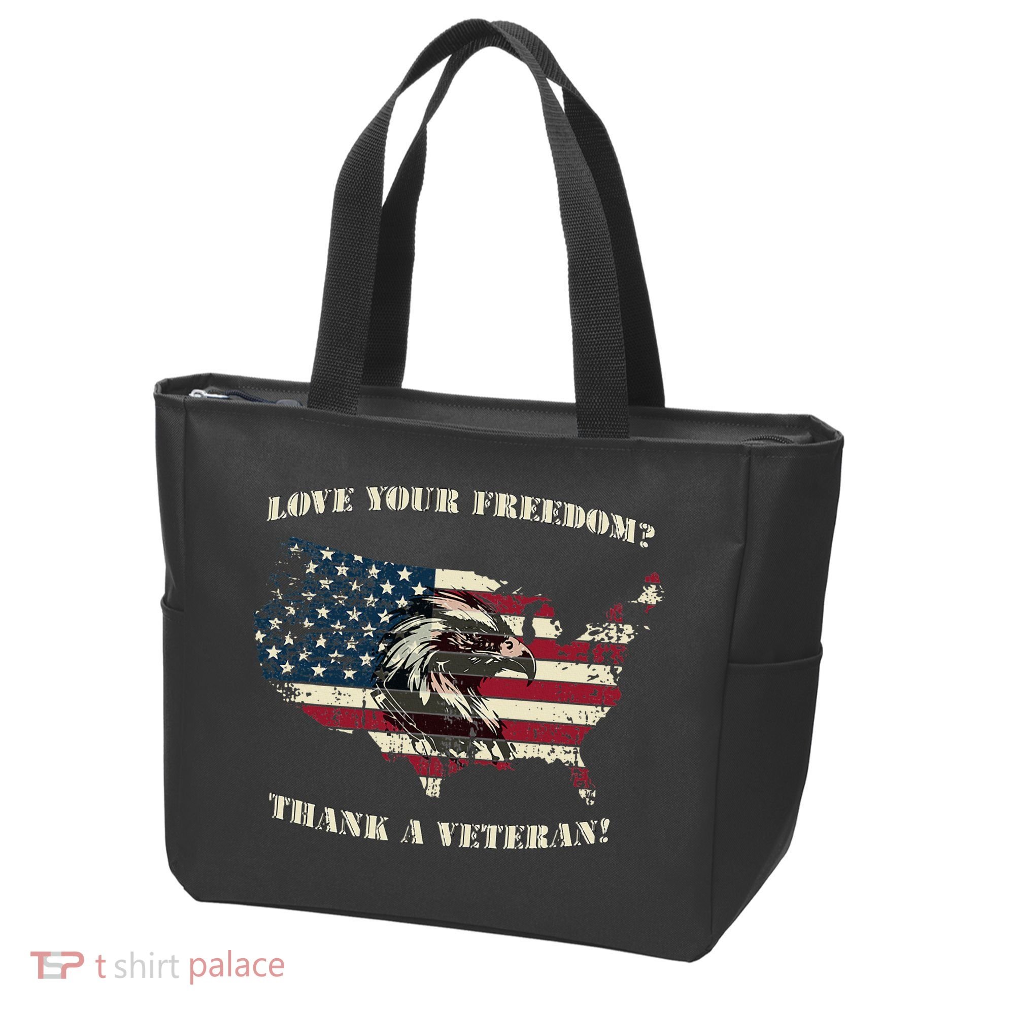 American Patriotic Love your Freedom Thank a Veteran  Tote Bag