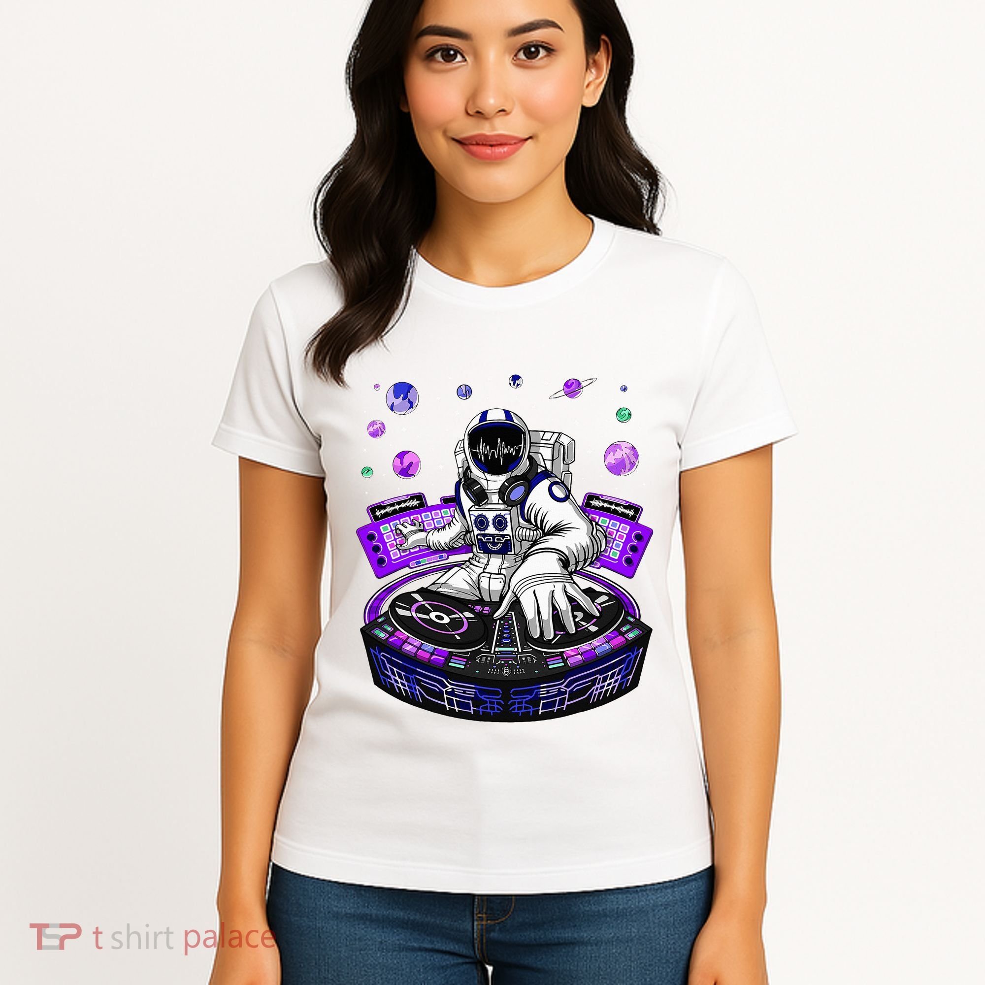 Astronaut Psychedelic Music Dj Psytrance Techno Edm Festival Women's T-Shirt