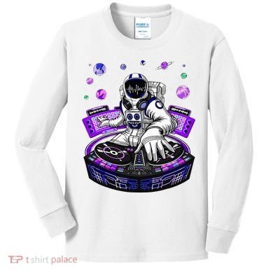 Astronaut Psychedelic Music Dj Psytrance Techno Edm Festival Kids Long Sleeve Shirt