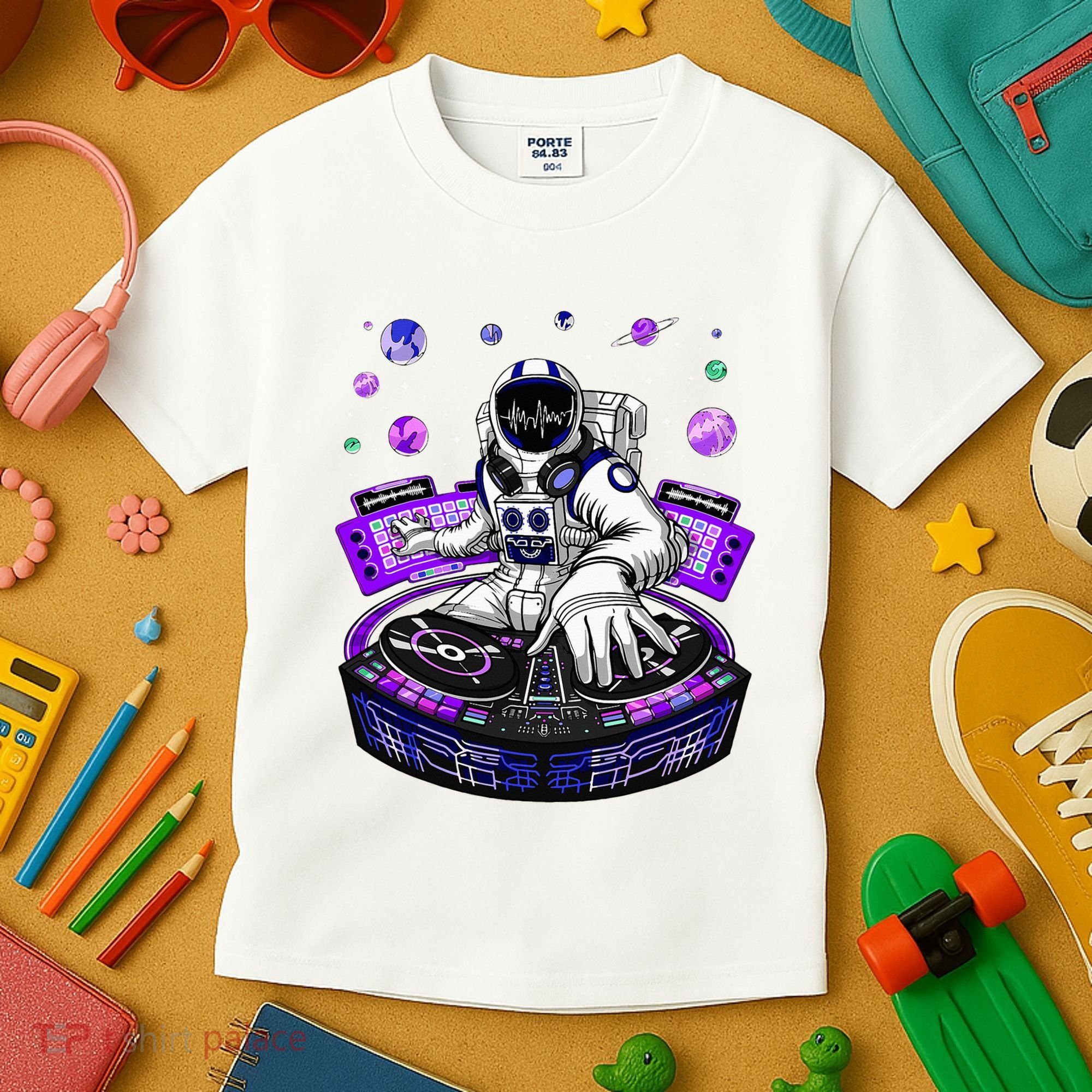 Astronaut Psychedelic Music Dj Psytrance Techno Edm Festival Kids T-Shirt