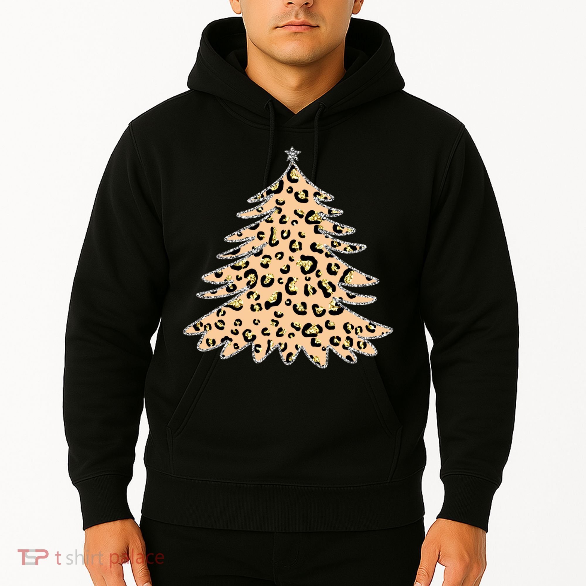 Animal Print Minimalist Christmas Tree Hoodie