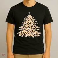 Animal Print Minimalist Christmas Tree T-Shirt thumb 3