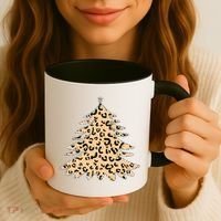 Animal Print Minimalist Christmas Tree Coffee Mug thumb 3
