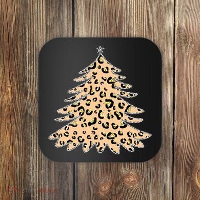 Animal Print Minimalist Christmas Tree Coaster