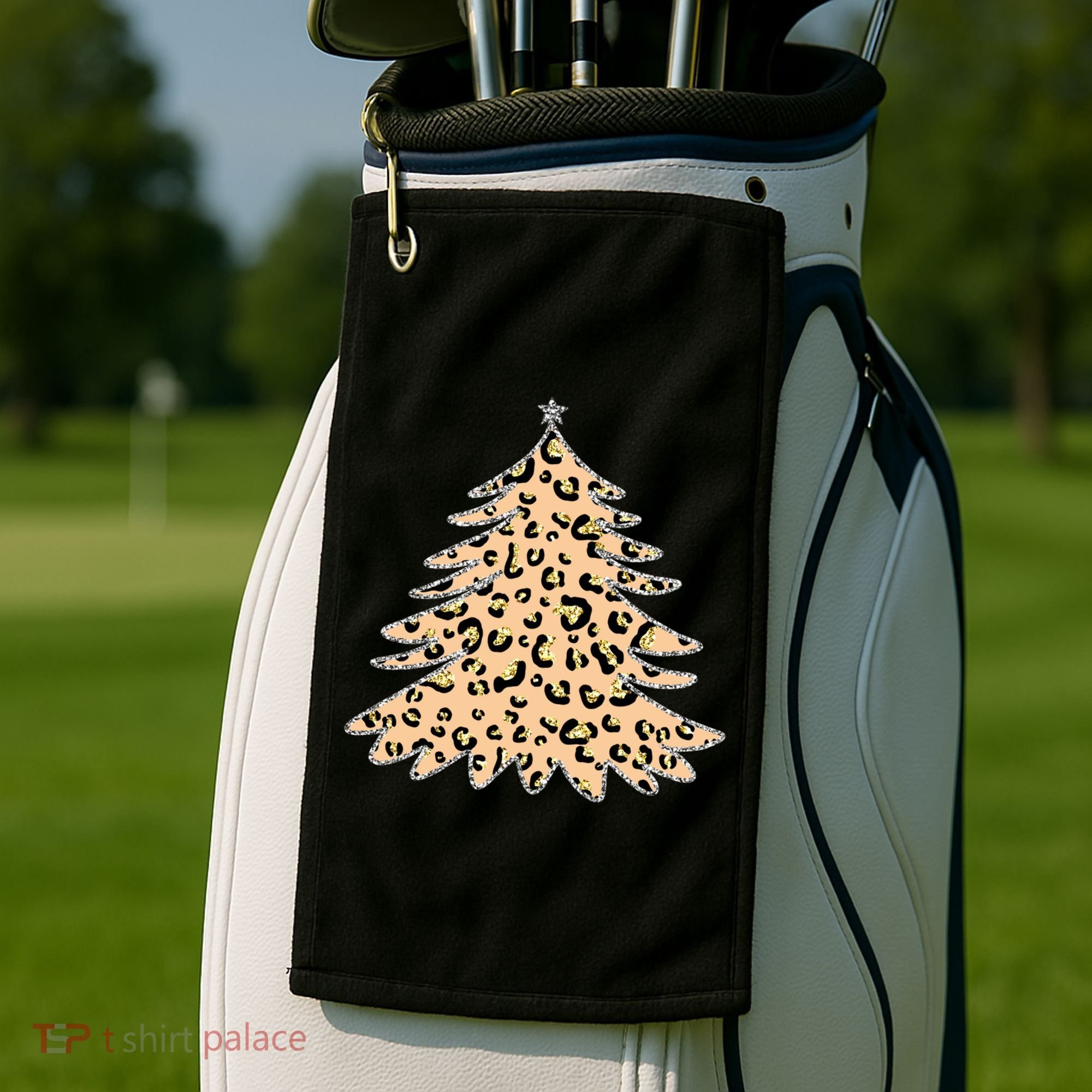 Animal Print Minimalist Christmas Tree Golf Towel