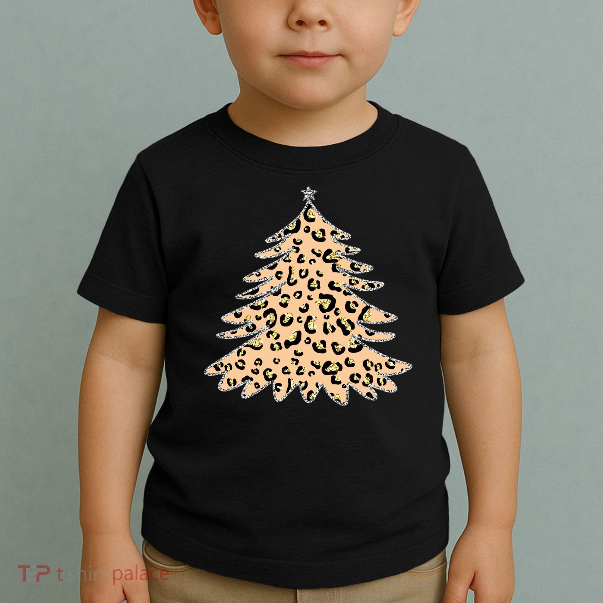 Animal Print Minimalist Christmas Tree Toddler T-Shirt