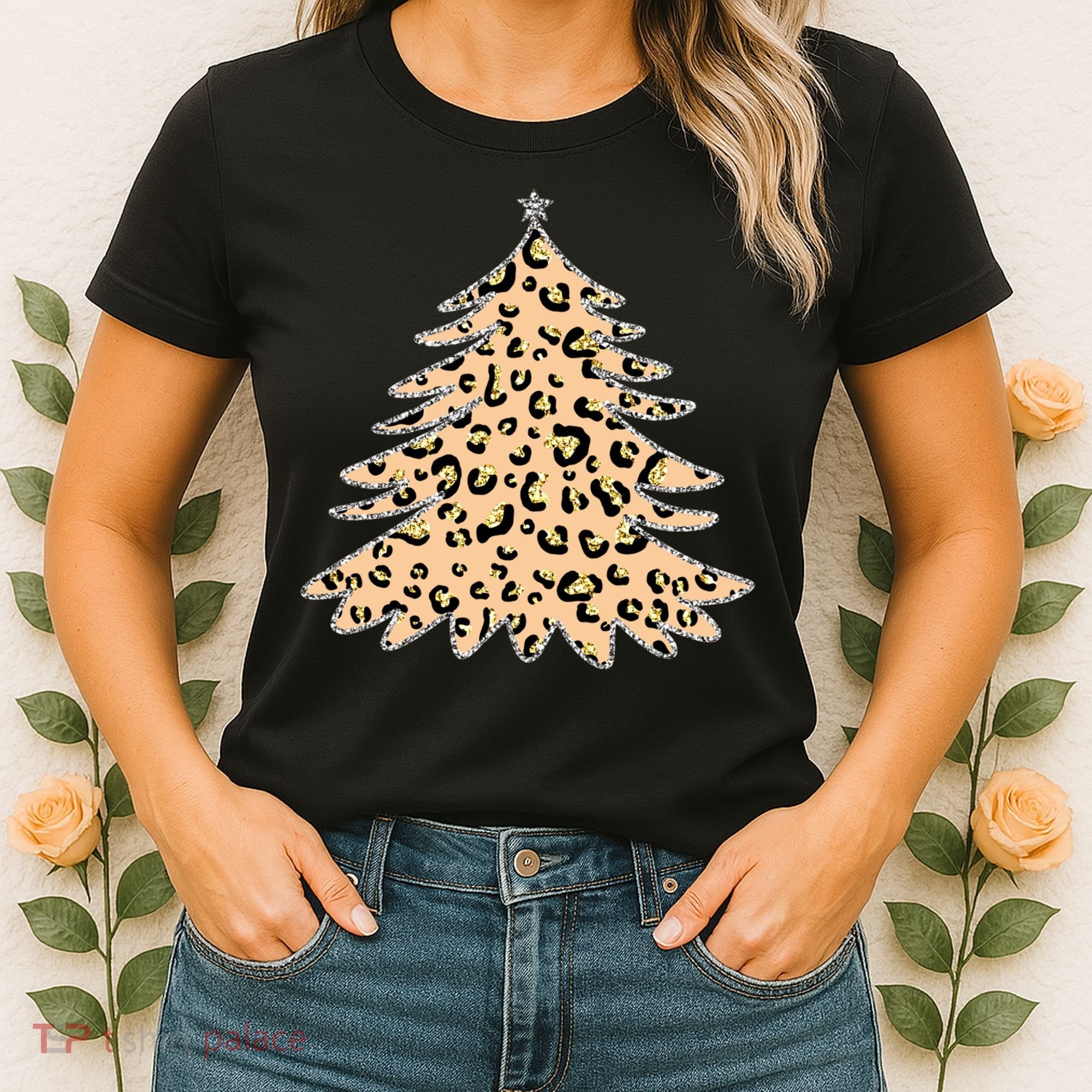 Animal Print Minimalist Christmas Tree Women's T-Shirt