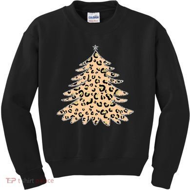 Animal Print Minimalist Christmas Tree Kids Sweatshirt