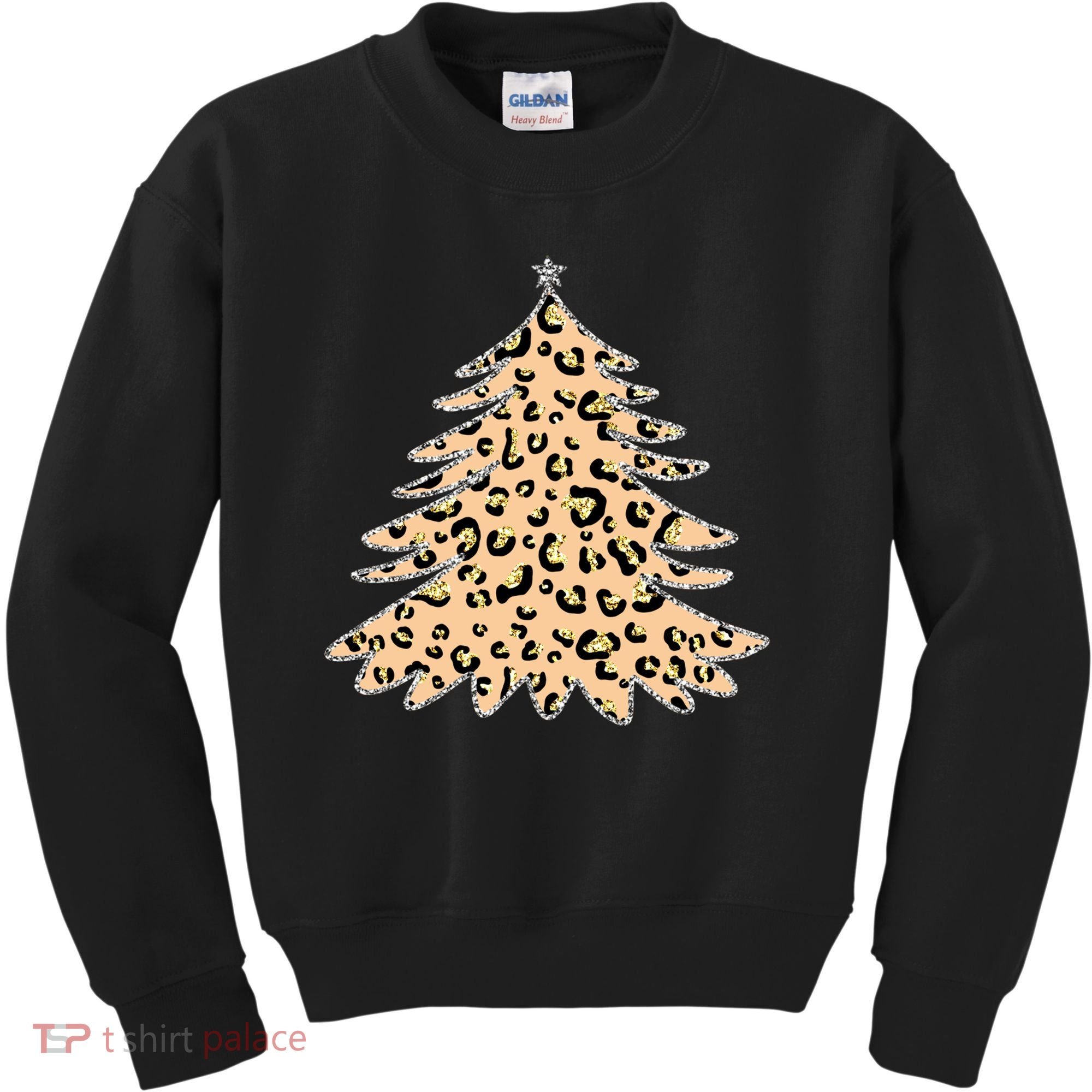 Animal Print Minimalist Christmas Tree Kids Sweatshirt