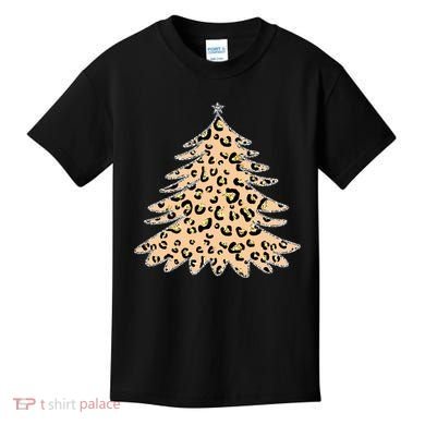 Animal Print Minimalist Christmas Tree Kids T-Shirt
