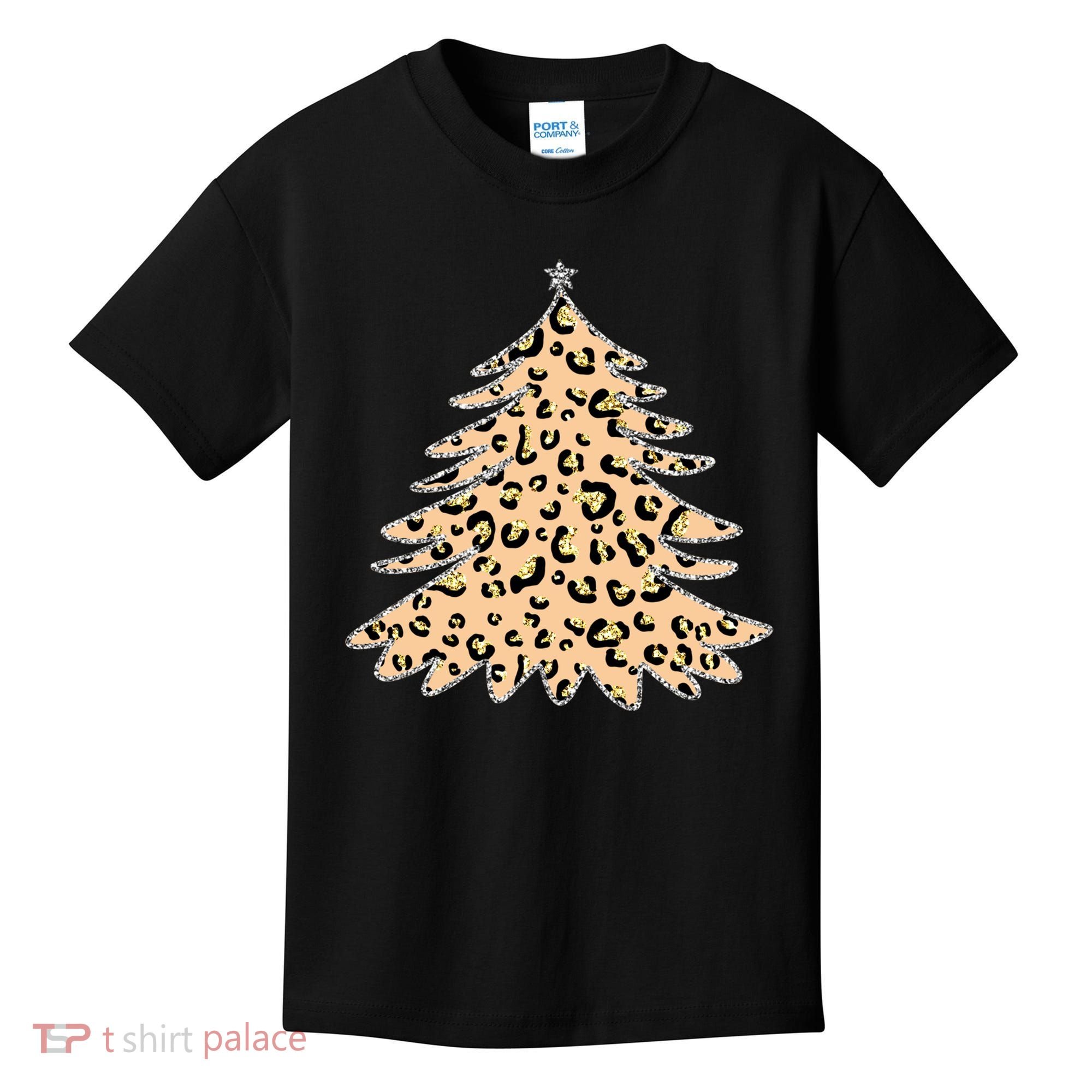 Animal Print Minimalist Christmas Tree Kids T-Shirt