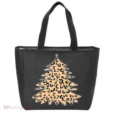 Animal Print Minimalist Christmas Tree Tote Bag