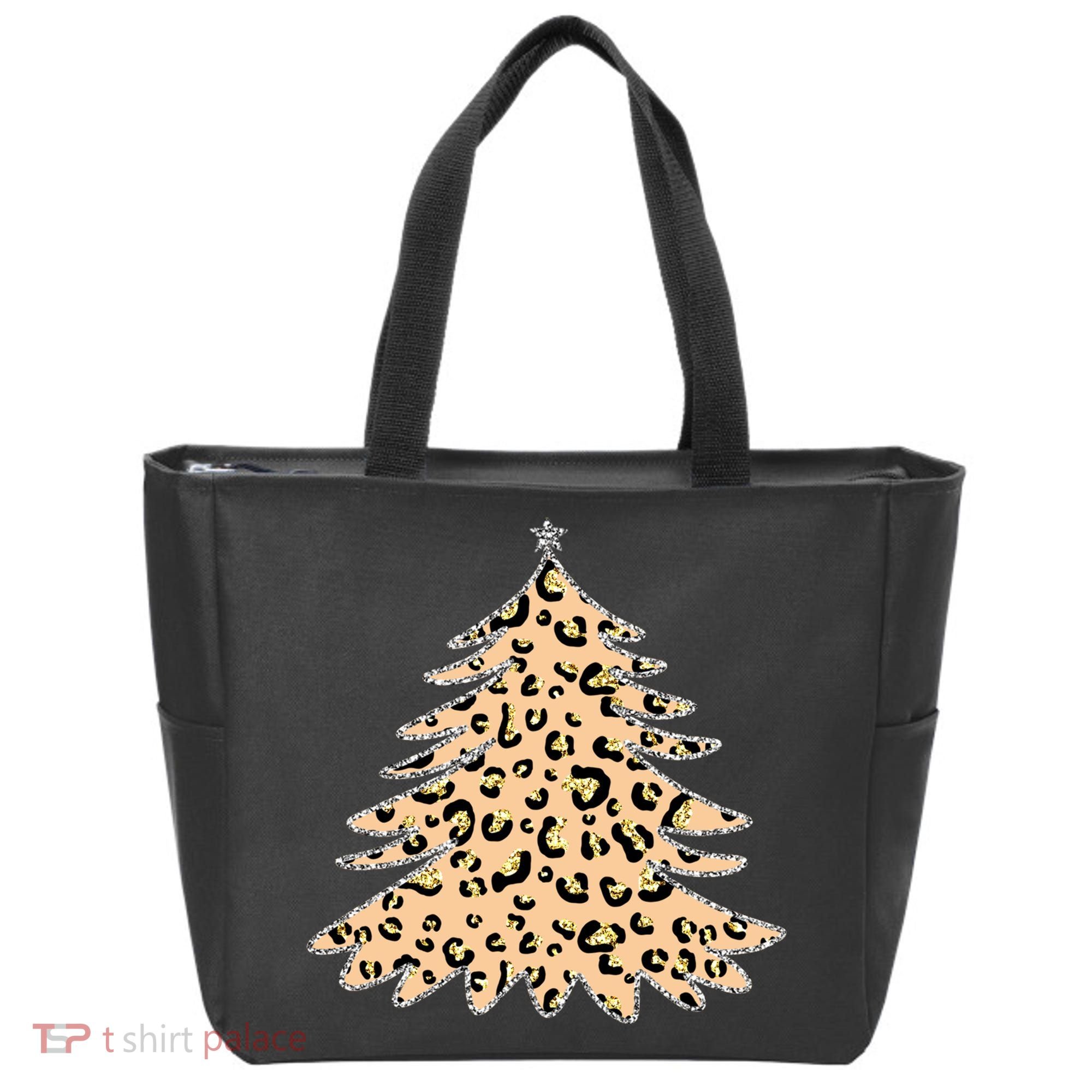 Animal Print Minimalist Christmas Tree Tote Bag
