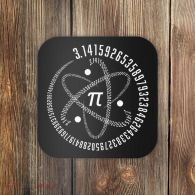 Atom Pi Math Science STEM Gift 3.14 Pi Day Coaster