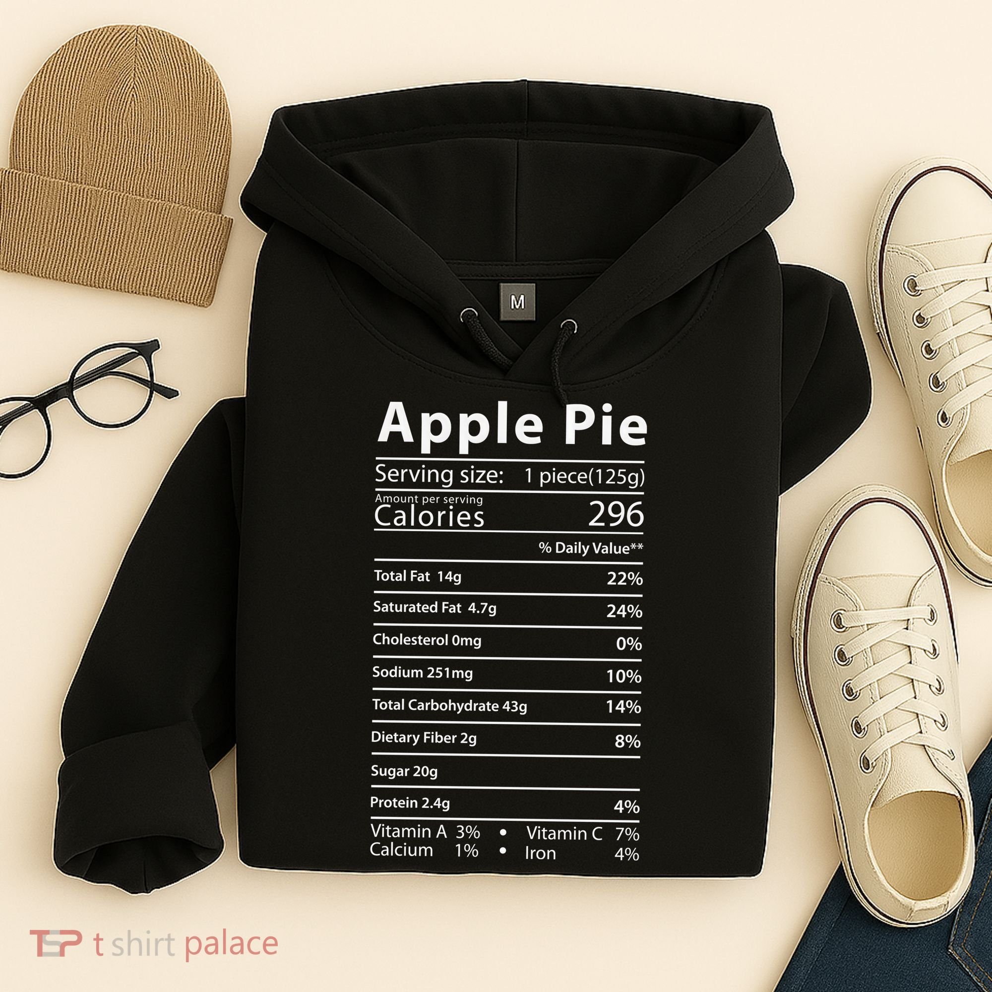 Apple Pie Nutrition Facts Label Costume Thanksgiving Hoodie