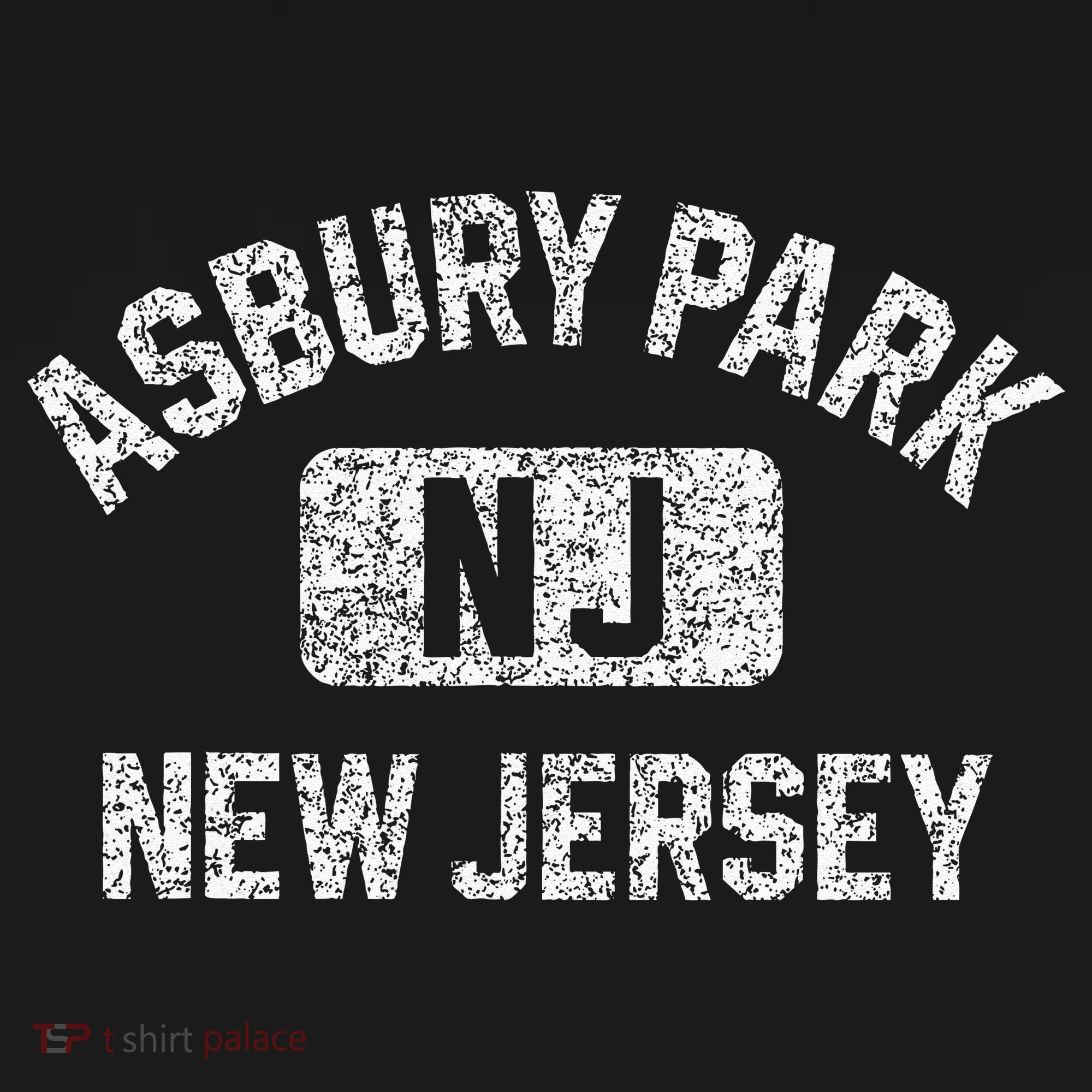 Asbury Park NJ New Jersey Gym Style Distressed White Print Apron