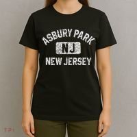 Asbury Park NJ New Jersey Gym Style Distressed White Print T-Shirt thumb 4