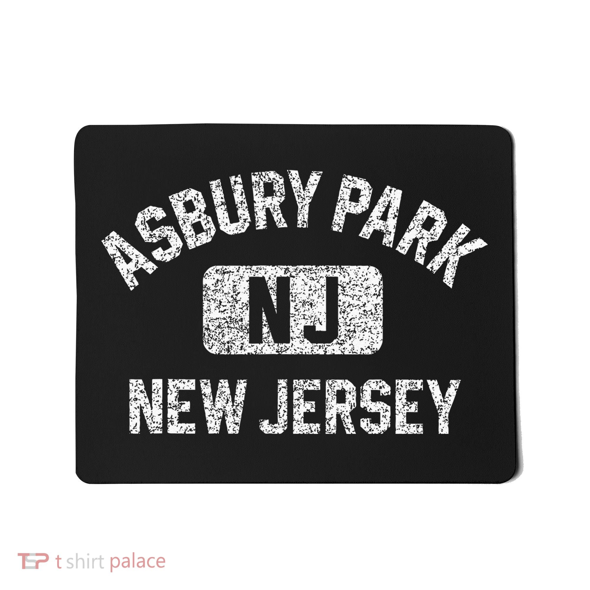 Asbury Park NJ New Jersey Gym Style Distressed White Print Mousepad