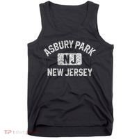 Asbury Park NJ New Jersey Gym Style Distressed White Print Tank Top thumb 0