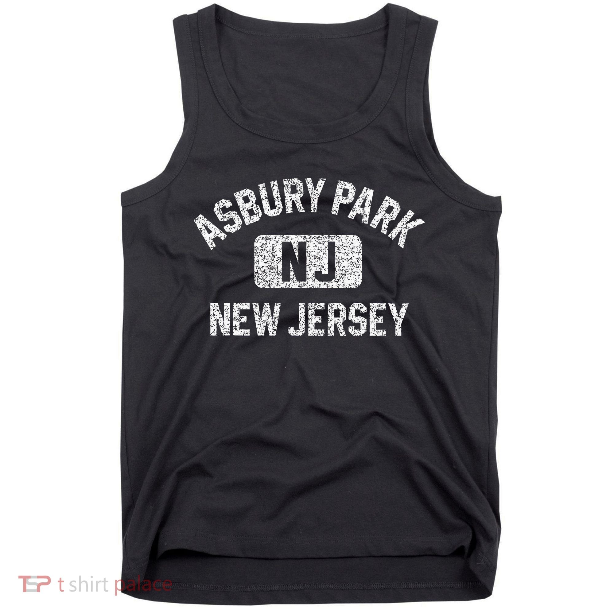 Asbury Park NJ New Jersey Gym Style Distressed White Print Tank Top