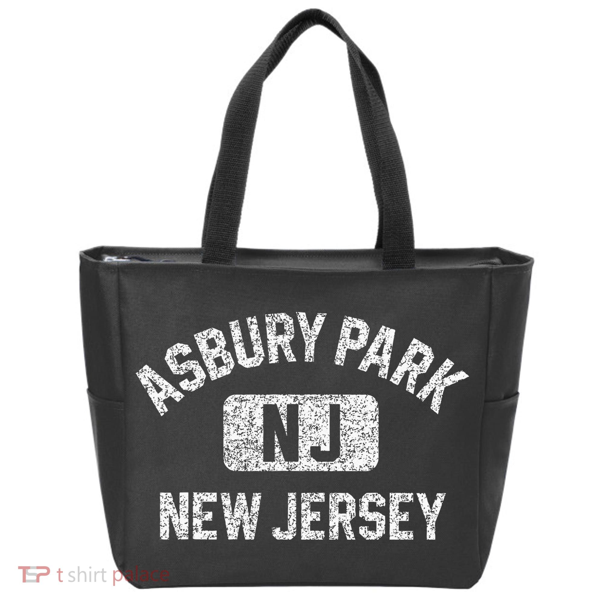 Asbury Park NJ New Jersey Gym Style Distressed White Print Tote Bag