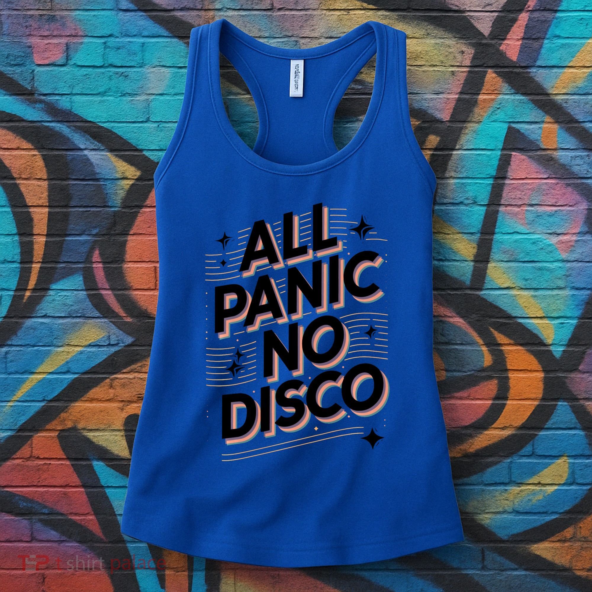 All Panic No Disco Funny Retro Quote Women's Tank Top