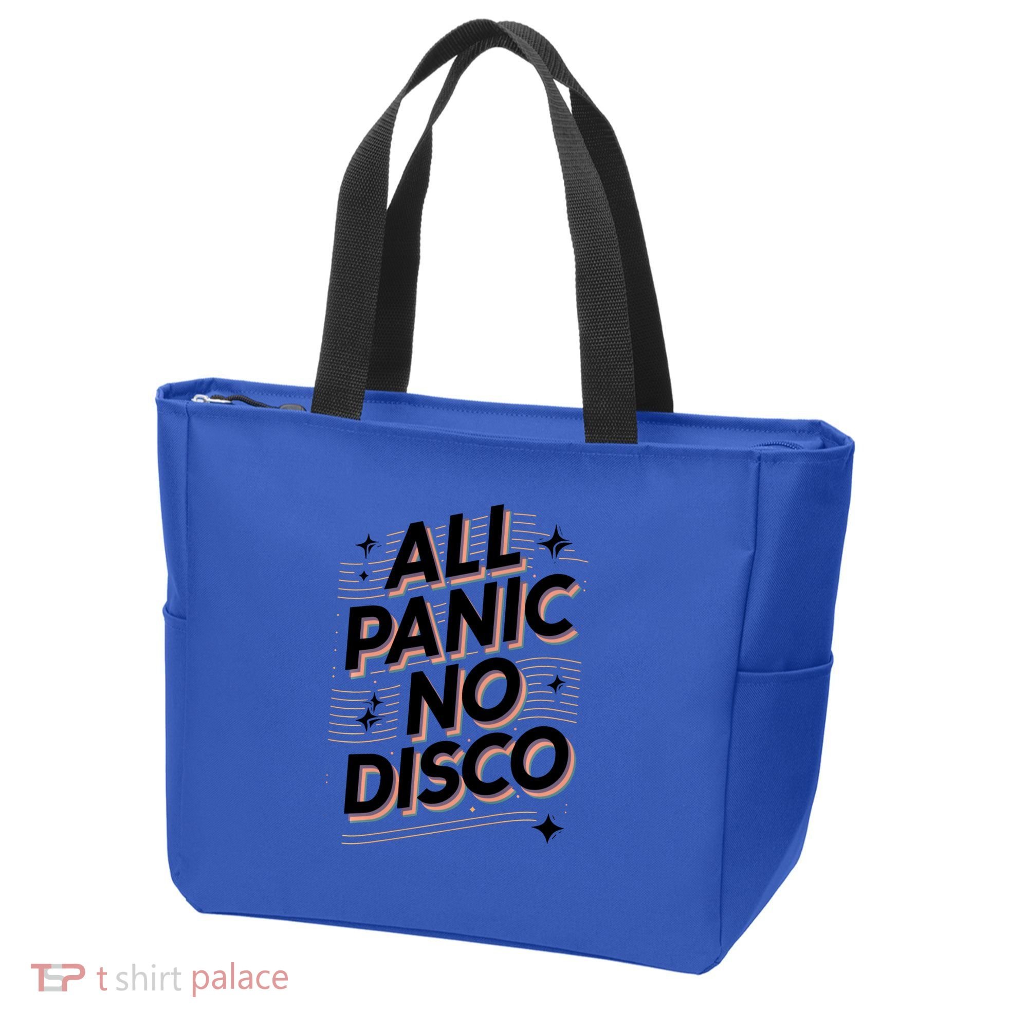 All Panic No Disco Funny Retro Quote Tote Bag