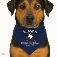 Alaska Pissing Off Texas Since 1959 Size State USA-Made Doggie Bandana thumb 1