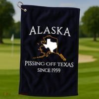 Alaska Pissing Off Texas Since 1959 Size State Golf Towel thumb 1