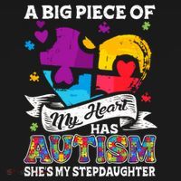 A Piece Of My Heart Has Autism My Stepdaughter Funny Gift Backpack thumb 2