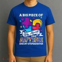 A Piece Of My Heart Has Autism My Stepdaughter Funny Gift T-Shirt thumb 3