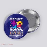 A Piece Of My Heart Has Autism My Stepdaughter Funny Gift Button thumb 0