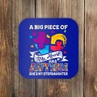 A Piece Of My Heart Has Autism My Stepdaughter Funny Gift Coaster thumb 0