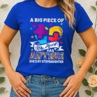 A Piece Of My Heart Has Autism My Stepdaughter Funny Gift Women's T-Shirt thumb 2