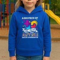 A Piece Of My Heart Has Autism My Stepdaughter Funny Gift Kids Hoodie thumb 3