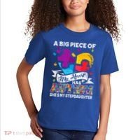 A Piece Of My Heart Has Autism My Stepdaughter Funny Gift Kids T-Shirt thumb 2