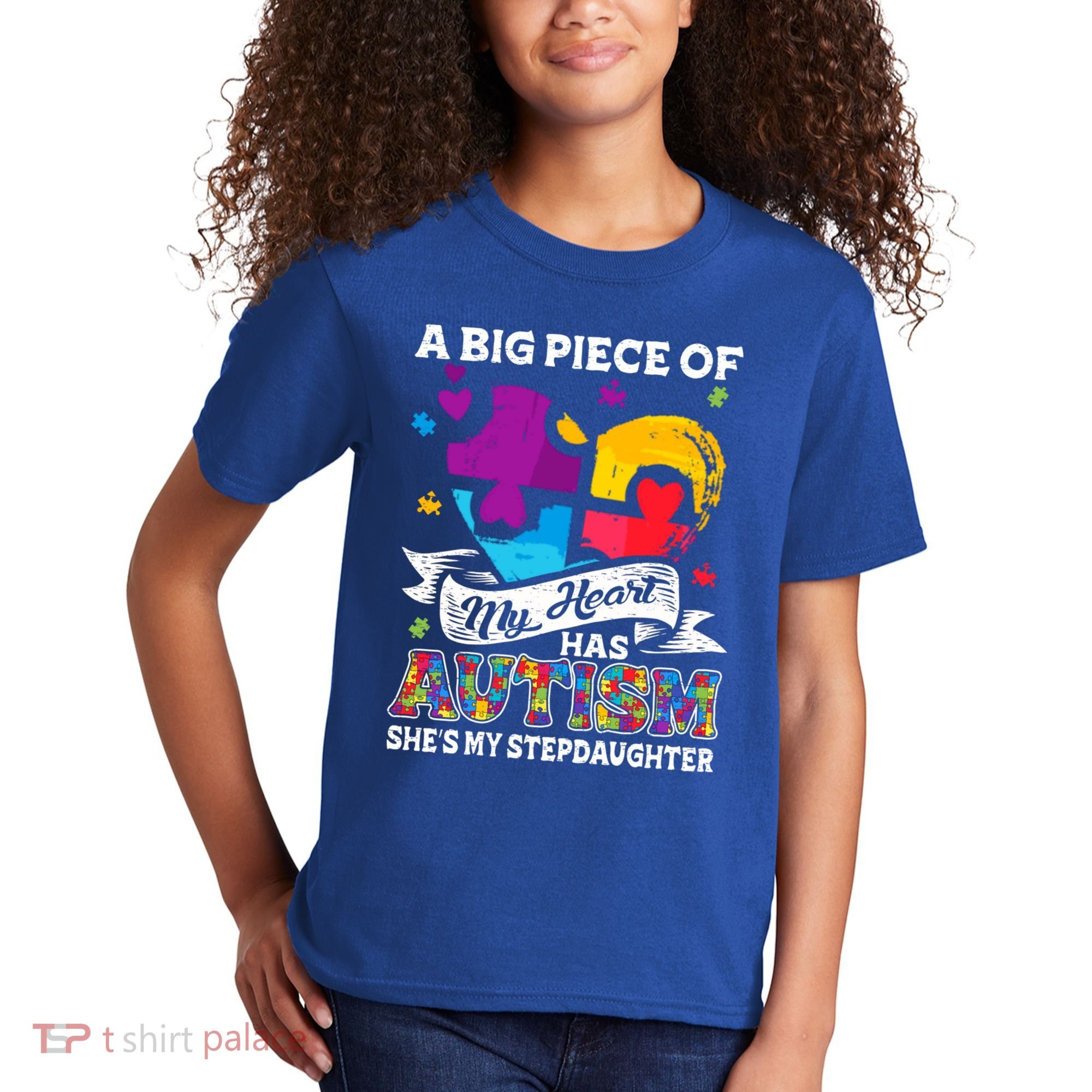 A Piece Of My Heart Has Autism My Stepdaughter Funny Gift Kids T-Shirt