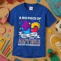 A Piece Of My Heart Has Autism My Stepdaughter Funny Gift Kids T-Shirt thumb 3