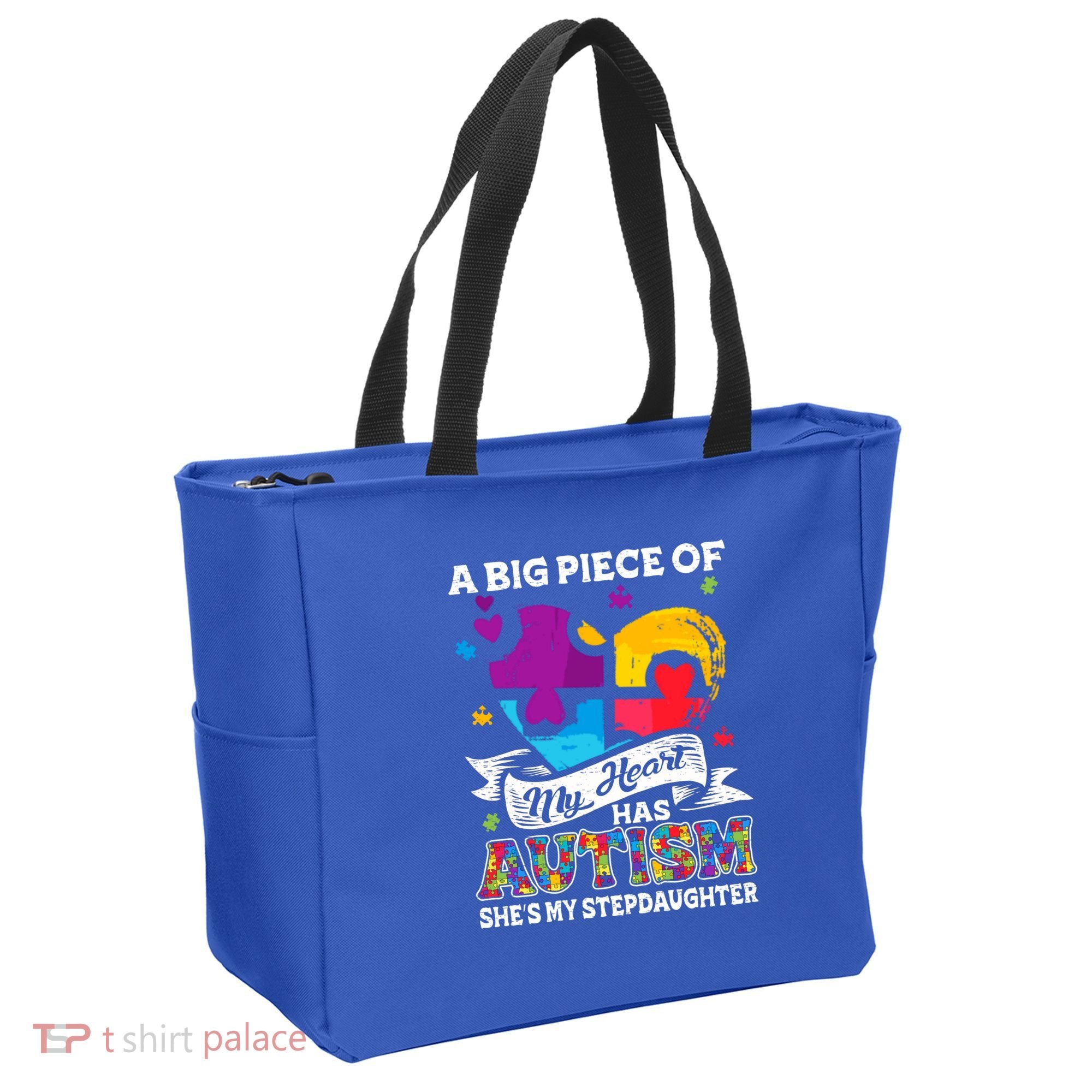 A Piece Of My Heart Has Autism My Stepdaughter Funny Gift Tote Bag
