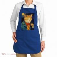 A Painting Of A Cat Smoking Cigarette Cat Art Funny Apron thumb 2
